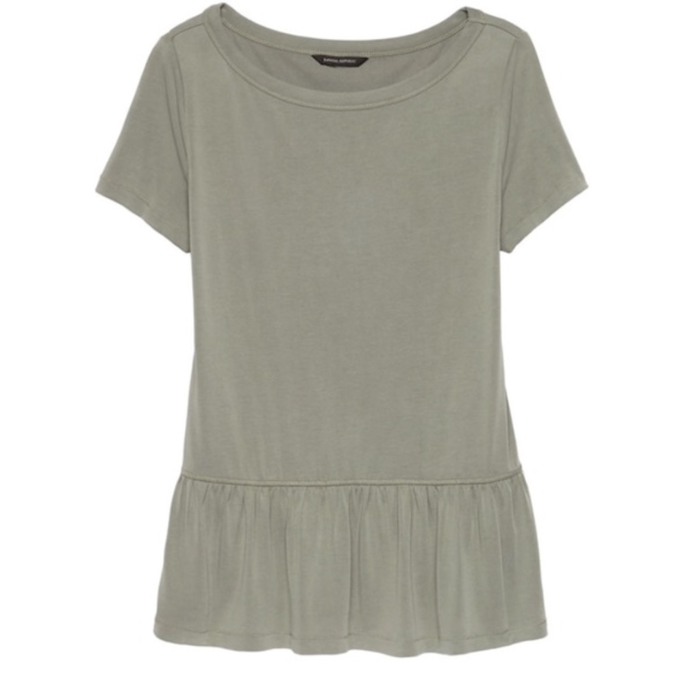 Banana Republic Peplum Ruffle Hem Tee Small